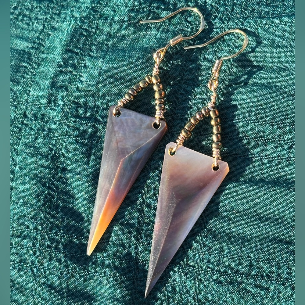 Handmade Vintage Genuine Carved Abalone Shell and Seed